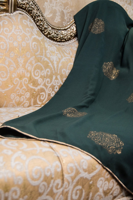 The Indian Heritage(green with gold block printing) throw